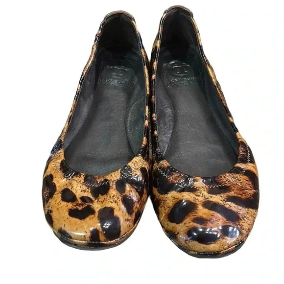 Tory Burch Eddie Patent Leather Leopard Animal Print Ballet Flats Women’s 7.5 - Picture 5 of 10